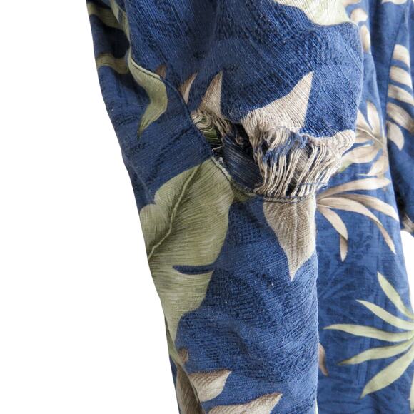Batik Bay 1980s Vintage Hawaiian Blue Silk Tropical Button Down Shirt XL - Picture 6 of 9
